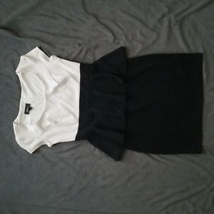 NWOT Black and White Peplum Pencil Dress Size 5